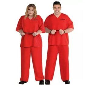 Adult Unisex Plus Size 3XL 54-56 Orange Incarcerated Prisoner Halloween Costume